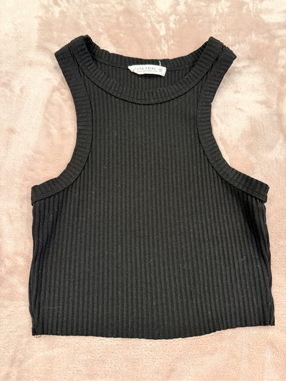 12th Tribe Black Ribbed Crop Tank